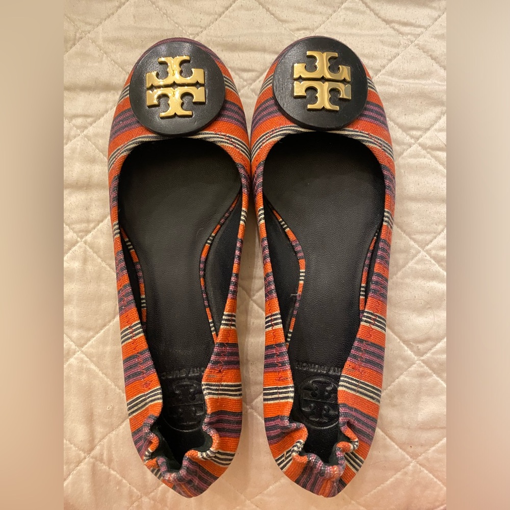 Tory Burch striped flat size 9- Never worn